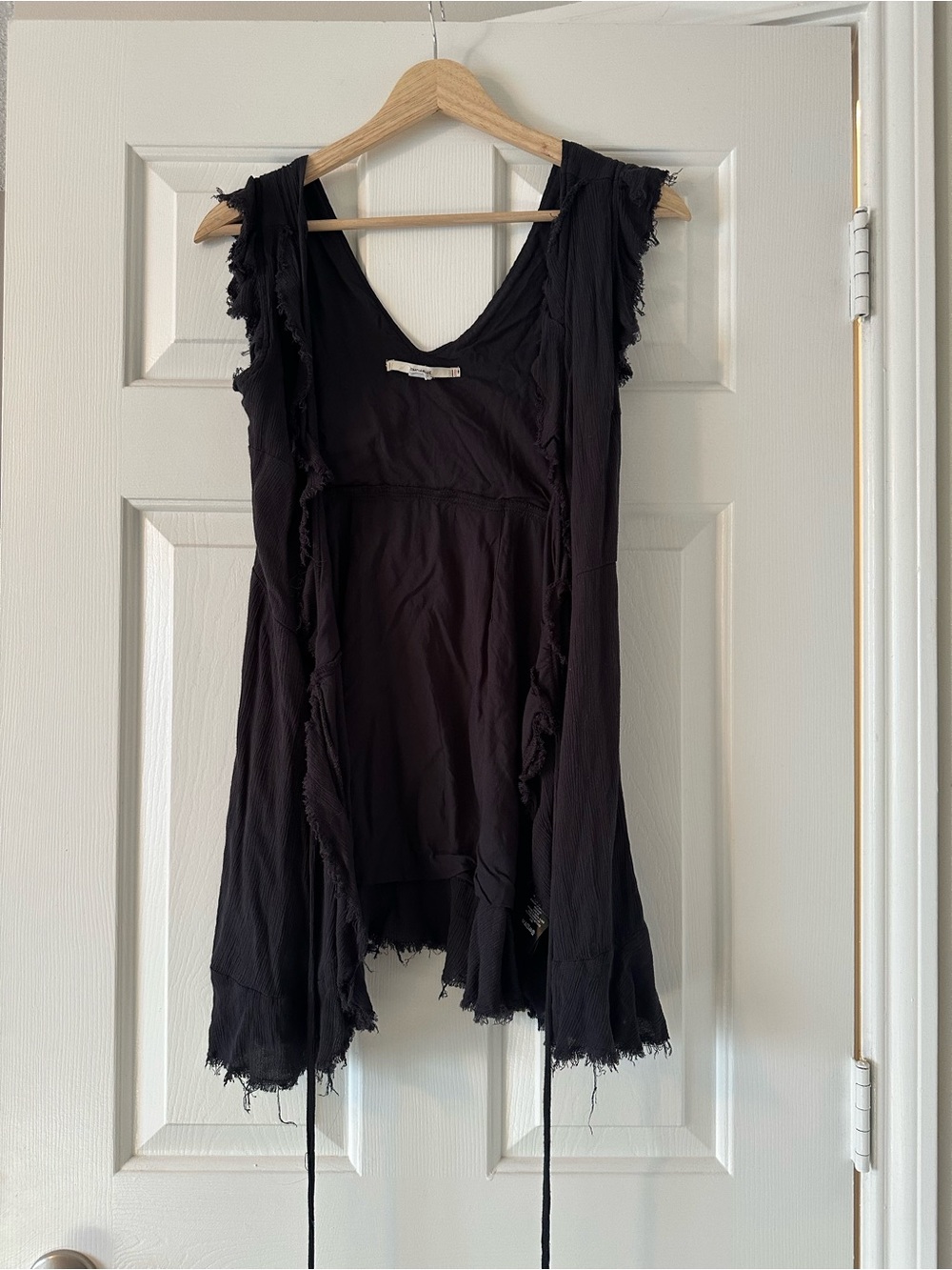 Urban Outfitters Kimchi Blue Black Ruffled Sleeveless wrap mini dress